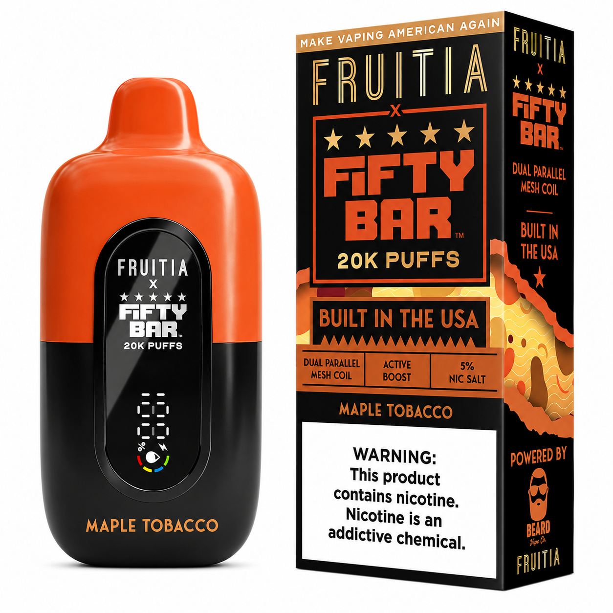 Maple Tobacco – Fifty Bar X Fruitia | 20K Puffs Maple Tobacco – Fifty Bar X Fruitia | 20K Puffs